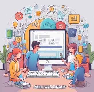 A colorful advertisement featuring bold text in Italian promoting free services. Large text reads 'SERVIZI GRATIS! AFFILIATI ADESSO' with phrases contained in vibrant geometric shapes and bubbles. The ad highlights an offer starting from 2023 and includes marketing elements like a website, advertising, and magazine.