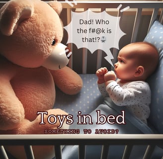Baby and a teddy bear looking at each other before a big fight