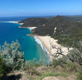 a view of a beach with a view of the ocean