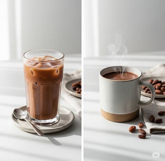  Caffè VIVA Choco Blend served as a cozy mug of hot chocolate and a refreshing glass of iced choco.