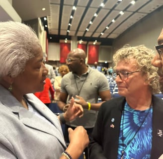 Steve and Kenton Barnes speaking with Donna Brazile