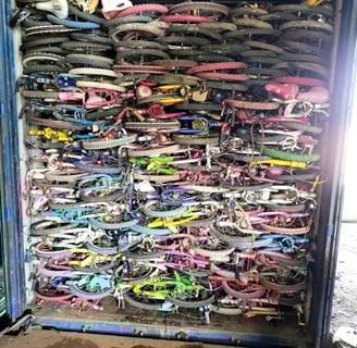 used bicycles loaded in a container for export to Afghanistan by MAJ Trading Co Ltd