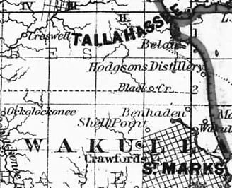 Map of Wakulla County Florida Old Map