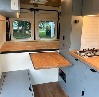 slide out table inside beautiful van