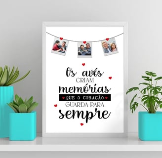 Quadro Personalizado com fotos para presente de dia dos avós Vovó Vovô Decoração Avó Avô com frase Quadro decorativo