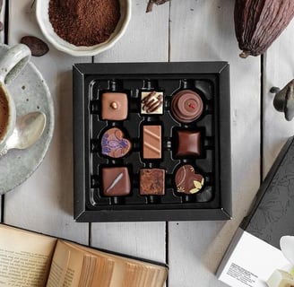 a box of chocolates and a cup of coffee