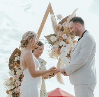 A bride and groom getting married in Bali