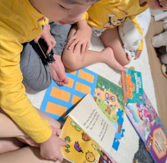 Little readers enjoying Baby leek goes to Nursery School together