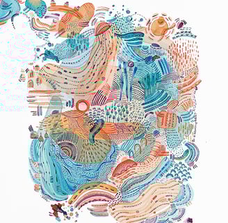 Aquarelle abstraite style paysage psychédélique