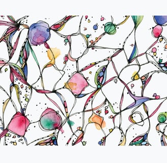 a painting of a colorful abstract painting of flowers