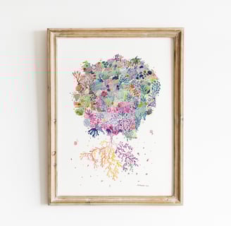 Aquarelle poétique surréaliste végétation aquatique