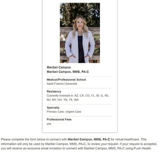 A picture of Maribel Campos' push healthcare page