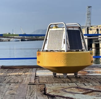 a yellow buoy on a boat