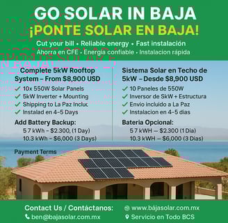 5kW solar system BCS,, Solar installation Baja California Sur,, Buy solar panels in BCS,, R