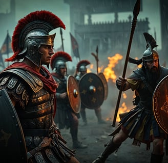 legionarios romanos en batalla