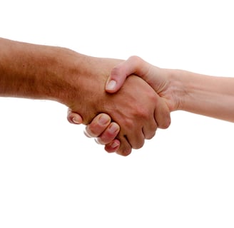 a man and woman shaking hands