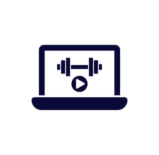 A silhouette of a computer with a dumbbell as the background