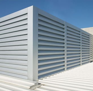 Noise barriers and louvers installed for noise reduction in Dubai.