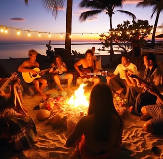 Tourists enjoying an evening Luau
