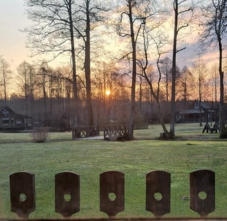 sunset in village