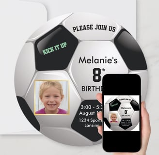 a soccer ball kid's birthday invitation