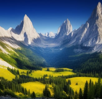 An AI-generated image of an alpine landscape
