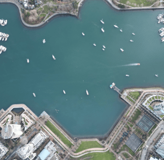a large body of water with boats in it