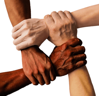 An image of diverse teams working togather hand in hand