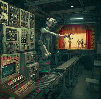 a robot that is standing in front of a stage