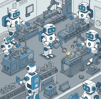 a group of robots in a factory
