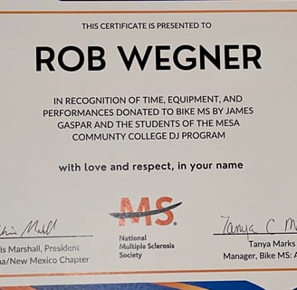 Bike MS recognition for Rob Wegner