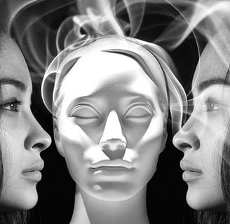 visages, photo montage noir et blanc