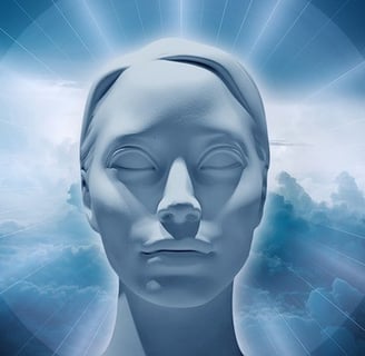 illustration, visage, rayonnement, méditation