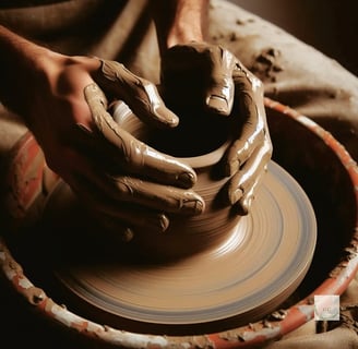 main du portier dans la glaise pour créer un objet et donner vie, image ia, créer sa vie