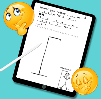 Would You Rather: Guess The Missing Letter- Hangman Game
