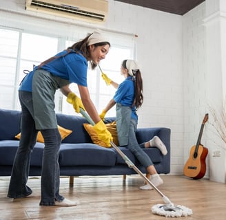 Turnover Fix & Shine cleaners working on a short term vacation rental