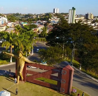 a statue of a lion in a city