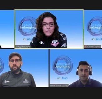 Screenshot of "Sports as a driver for belonging" panel discussion.