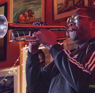 Pan Amsterdam a New York rapper and jazz trumpeter at one of Tim's events.