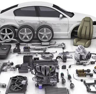 a car with a lot of different parts of it
