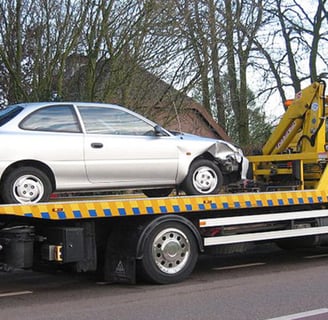 a car being recoverd from accident