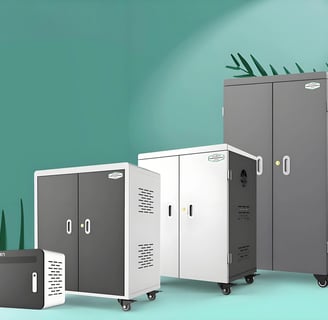 Various models of laptop charging carts