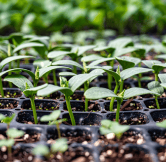 A group of seedlings sprouted