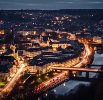 aerial view of Luxembourg at night