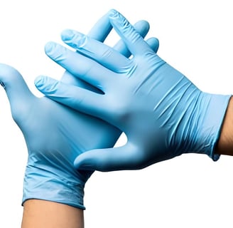 High-quality Malaysian-made nitrile gloves displayed, emphasizing their durability and consistent.
