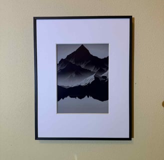 Black and white mountain graphic in digital photo frame