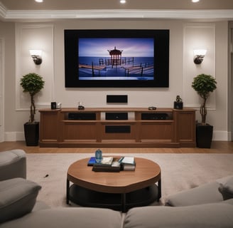 A vintage television set is placed on a paved sidewalk in an outdoor setting. The screen is off, and it shows a bulky design with dials and buttons typical of older television models. In the background, there is a tree with shadows cast on the pavement and a person walking along a street with shops.