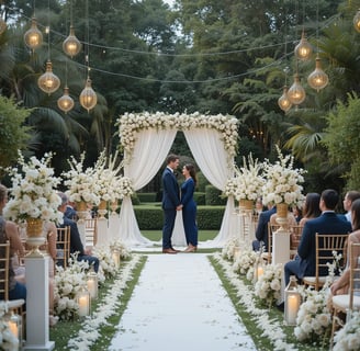 a couple getting married in a wedding ceremony