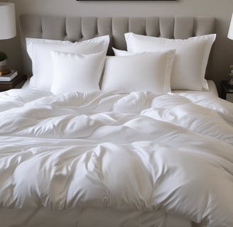 A richly decorated bedroom with vintage, upscale furnishings. A canopy bed draped in luxurious lace and velvet features prominently. Elegant chairs with intricate designs are arranged near the bed. The wall is adorned with ornate wallpaper, and a matching blue vase and a sconce with candles add to the room's classic ambiance. A gold-trimmed mirror finishes off the refined aesthetic.