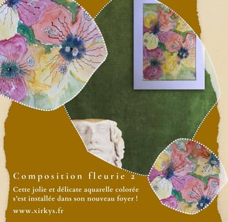 Affiches présentant les détails de "Composition fleurie 2" pour un article de blog de Xirkys
